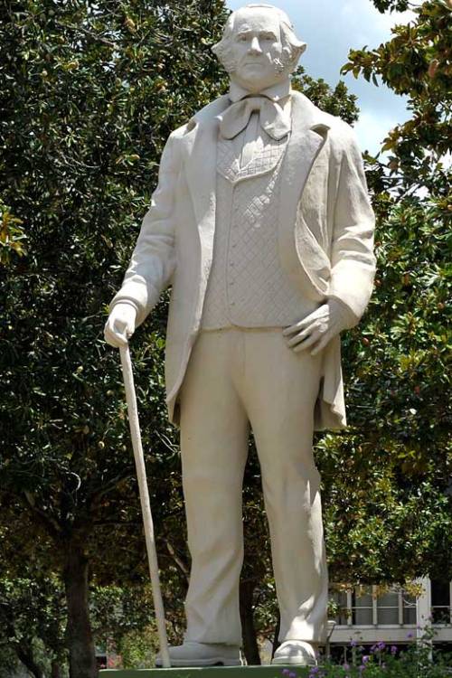 Sam Houston watches over his campus.