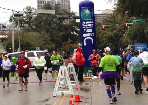 Love seeing the turnaround sign for the halfers! Yes, the guy IS wearing a tutu!