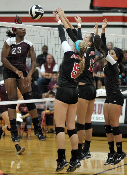 An in-your-face block by Erin, Madison, and Erica