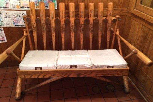 This unique bench made out of bats and bases was at Lou Malnati’s pizza place (yum!).