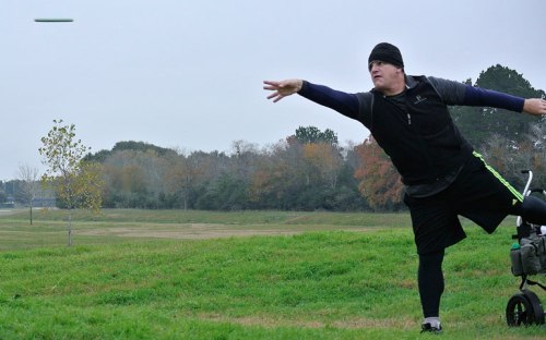 Jeff floats his disc through the air.